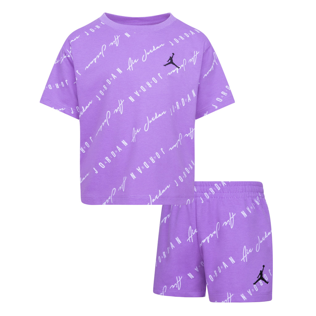 JORDAN GIRLS' ESSENTIAL PRINTED T-SHIRT & SHORTS SET (PURPLE SIZE 4-6X)