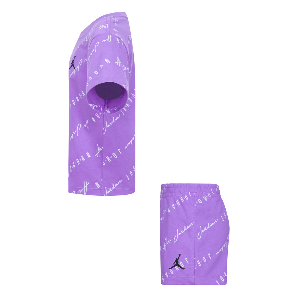 JORDAN GIRLS' ESSENTIAL PRINTED T-SHIRT & SHORTS SET (PURPLE SIZE 4-6X)