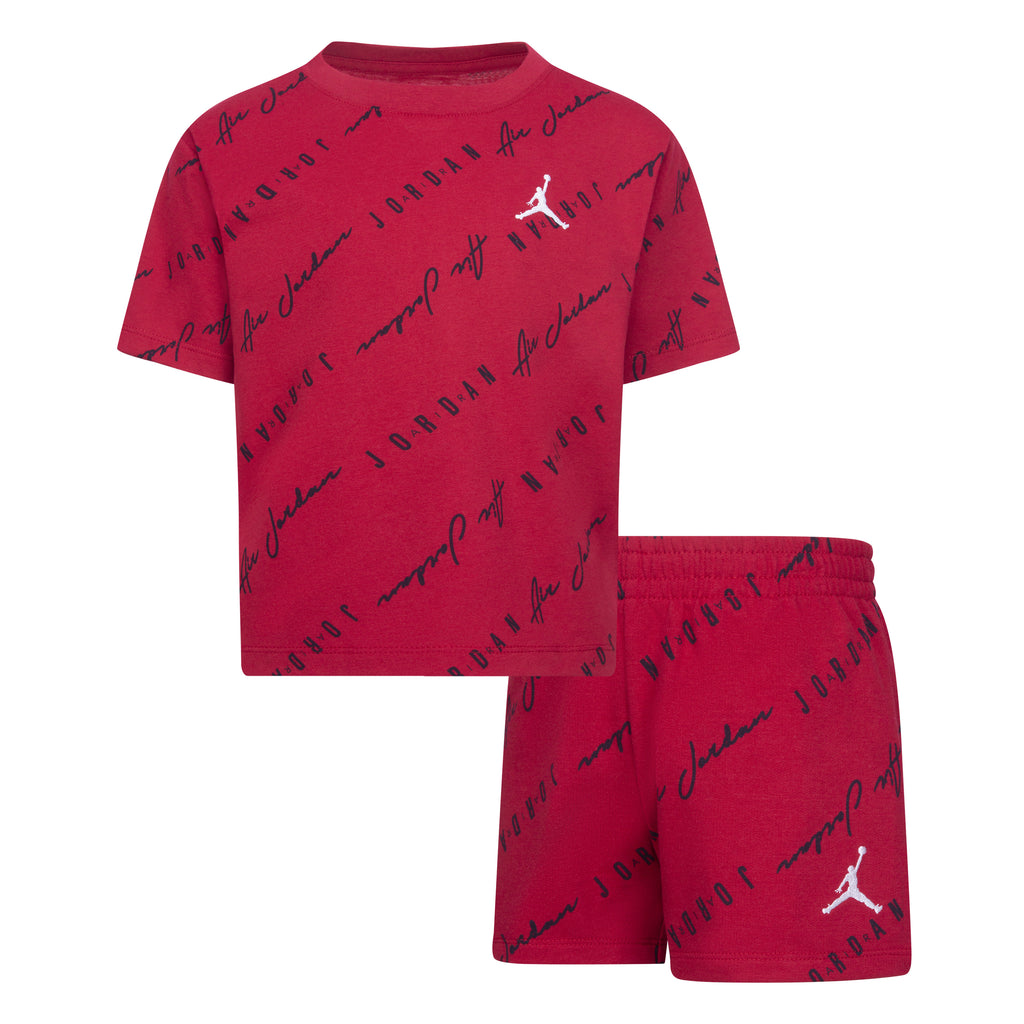 JORDAN GIRLS' ESSENTIAL PRINTED T-SHIRT & SHORTS SET (RED SIZE 4-6X)