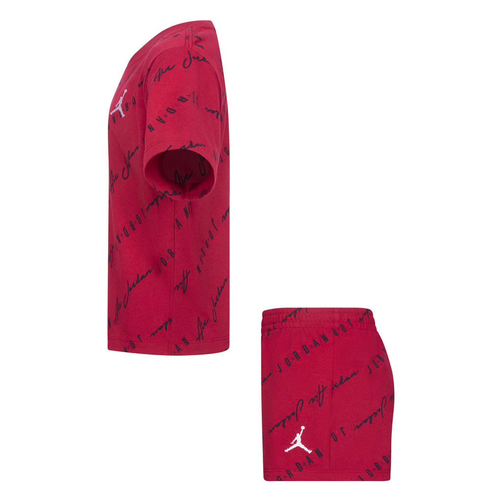 JORDAN GIRLS' ESSENTIAL PRINTED T-SHIRT & SHORTS SET (RED SIZE 4-6X)