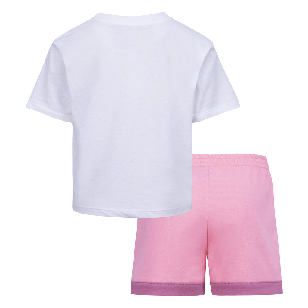 JORDAN GIRLS WAVE ICON T-SHIRT & SHORTS SET (WHITE/PINK SIZE 4-6X)