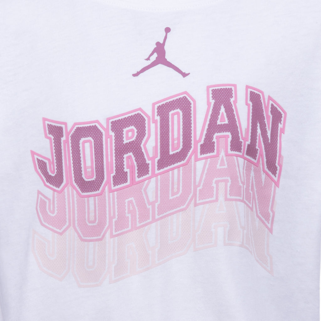 JORDAN GIRLS WAVE ICON T-SHIRT & SHORTS SET (WHITE/PINK SIZE 4-6X)