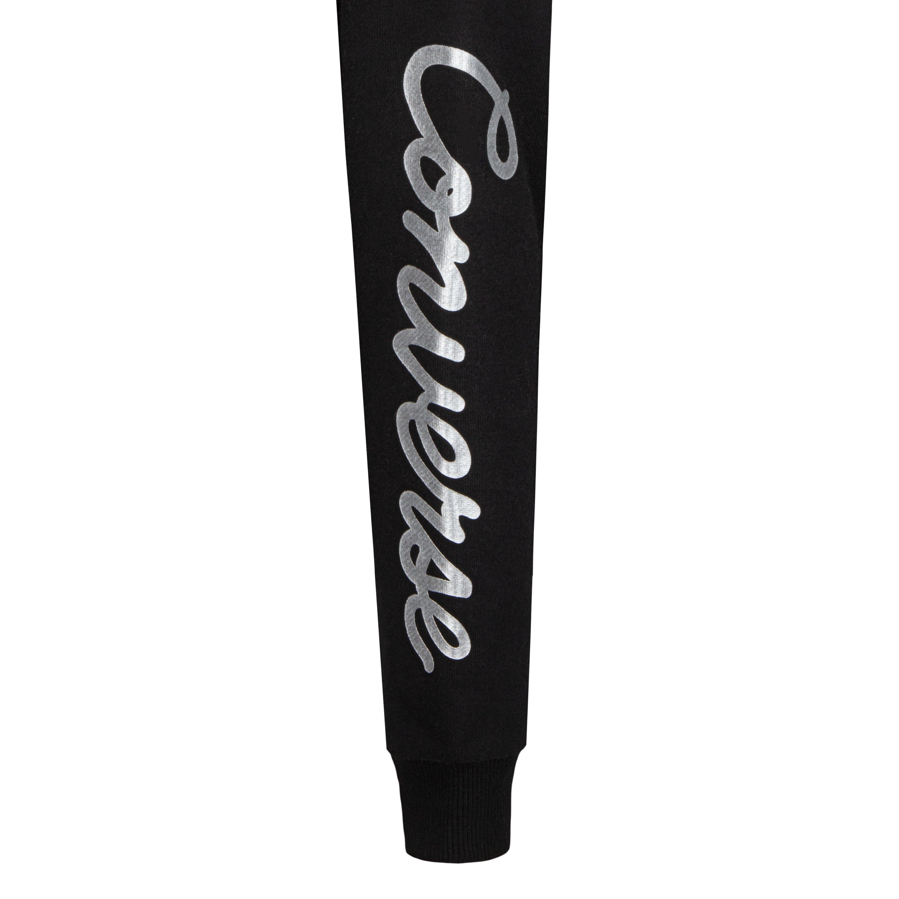 CONVERSE GIRLS' CROPPED FOIL BLACK PULLOVER HOODIE (SIZES 4-6X)