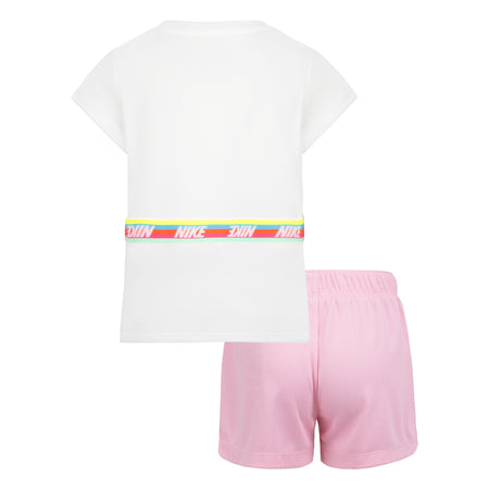 NIKE TODDLER GIRLS T-SHIRT & SHORT MESH SET (WHITE/PINK)