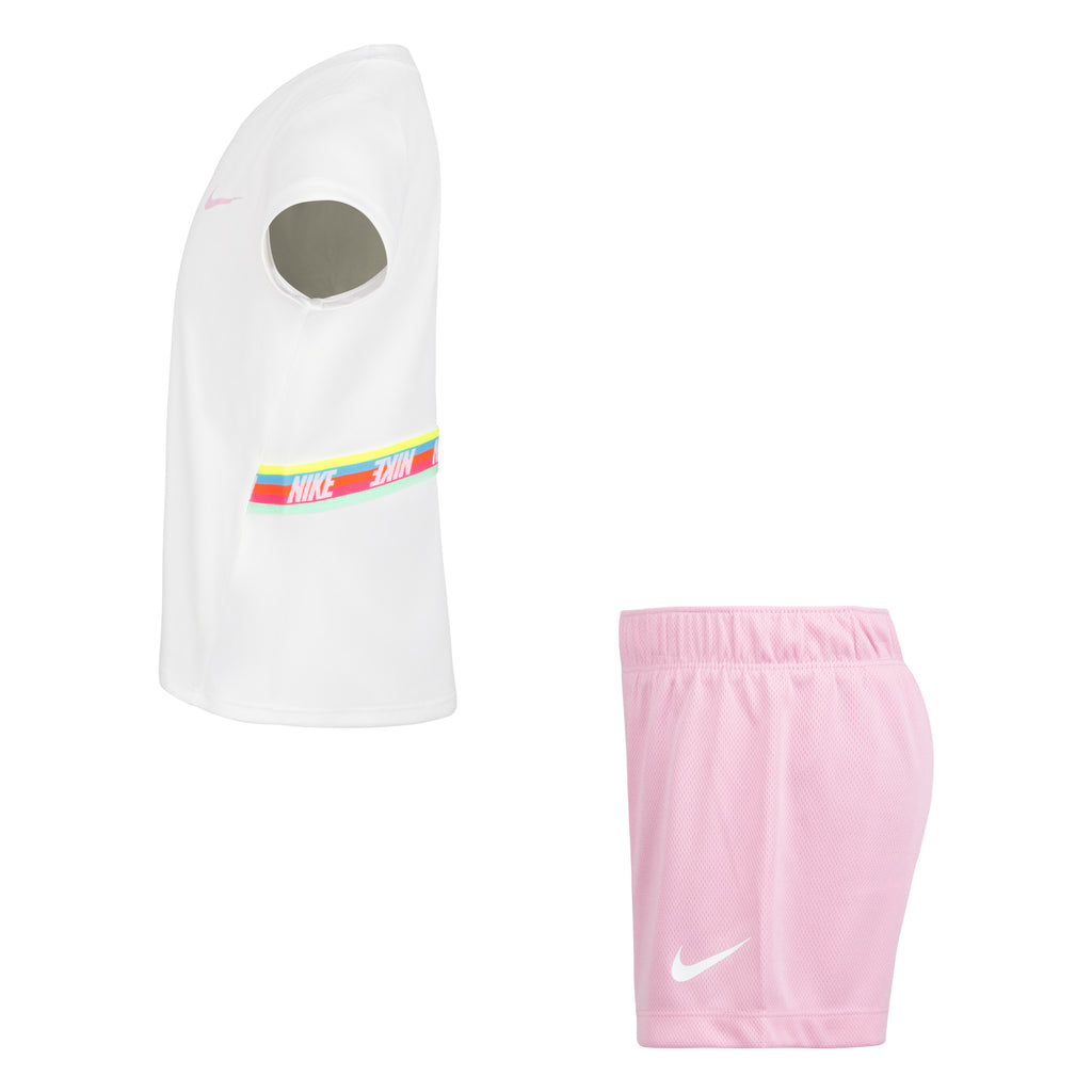 NIKE TODDLER GIRLS T-SHIRT & SHORT MESH SET (WHITE/PINK)