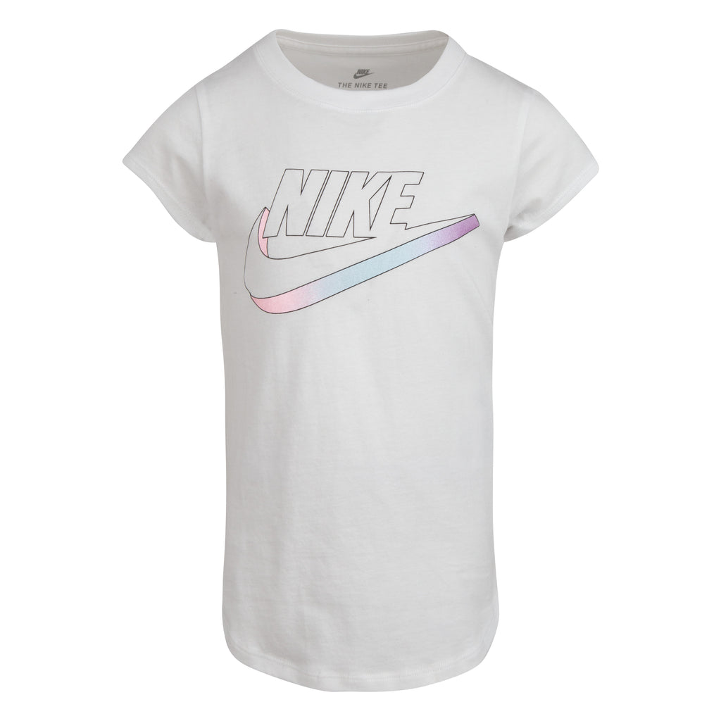 NIKE GIRLS GLITTER T-SHIRT (WHITE SIZE 4-6X)