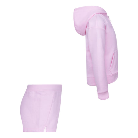 NIKE GIRLS CLUB FLEECE ZIP-UP HOODIE & SHORTS SET (PINK SIZE 4-6X)