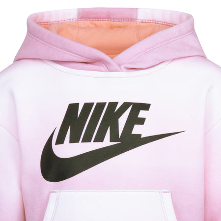 NIKE GIRLS CLUB PRINTED FLEECE HOODIE (PINK SIZE 4-6X)