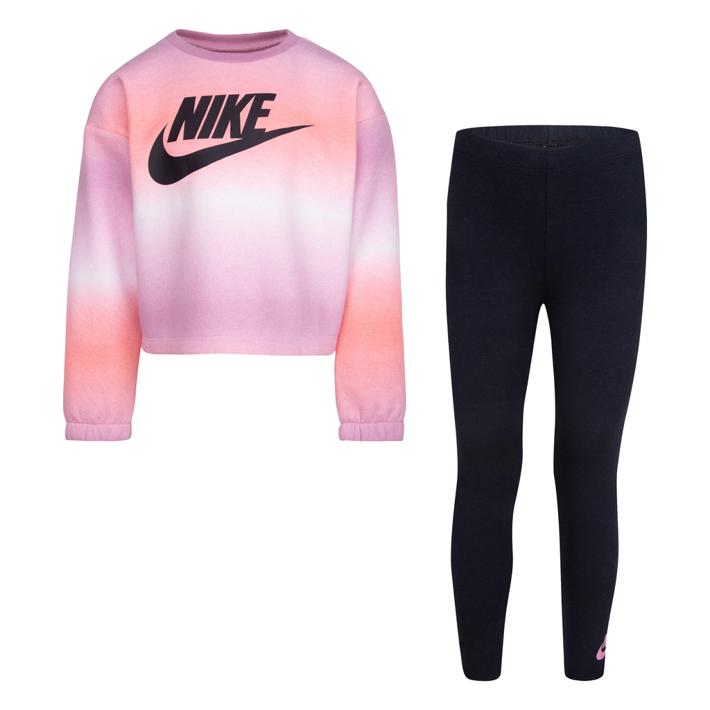 NIKE GIRLS' CLUB FLEECE LEGGING SET (PINK/BLACK SIZE 4-6X)