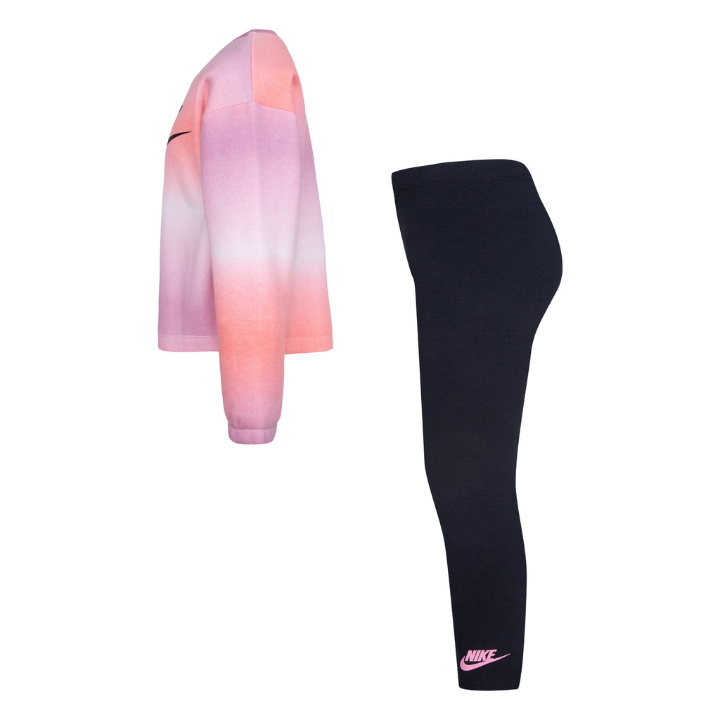 NIKE GIRLS' CLUB FLEECE LEGGING SET (PINK/BLACK SIZE 4-6X)