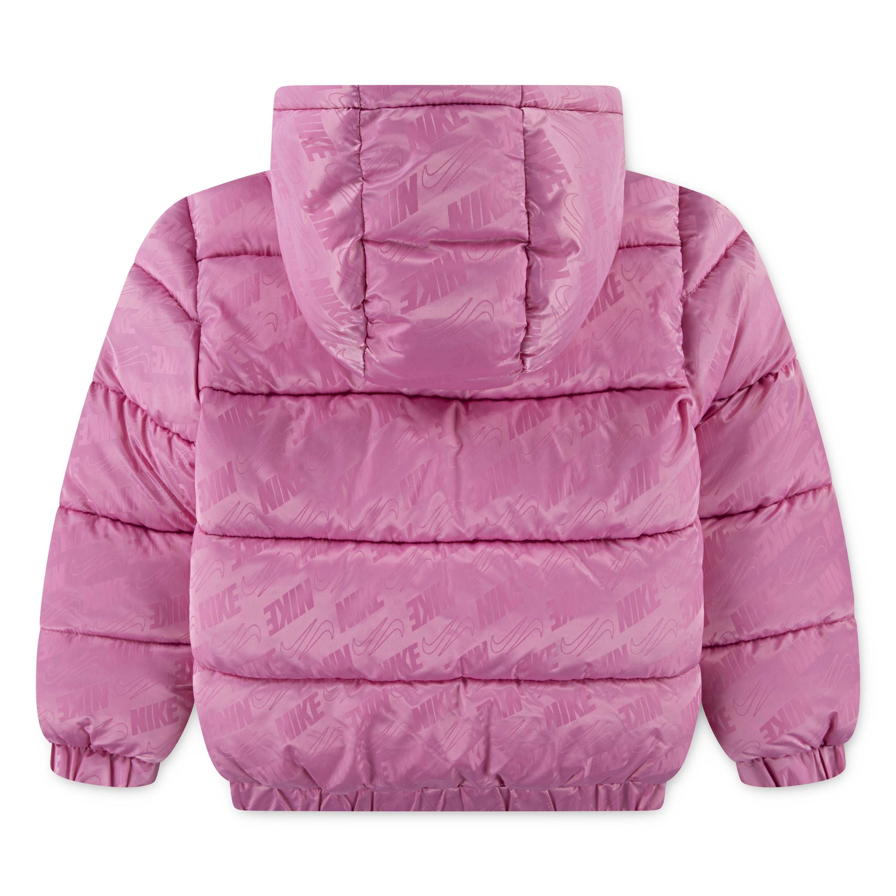 NIKE GIRLS JACQUARD PINK PUFFER JACKET (SIZE 4-6X)