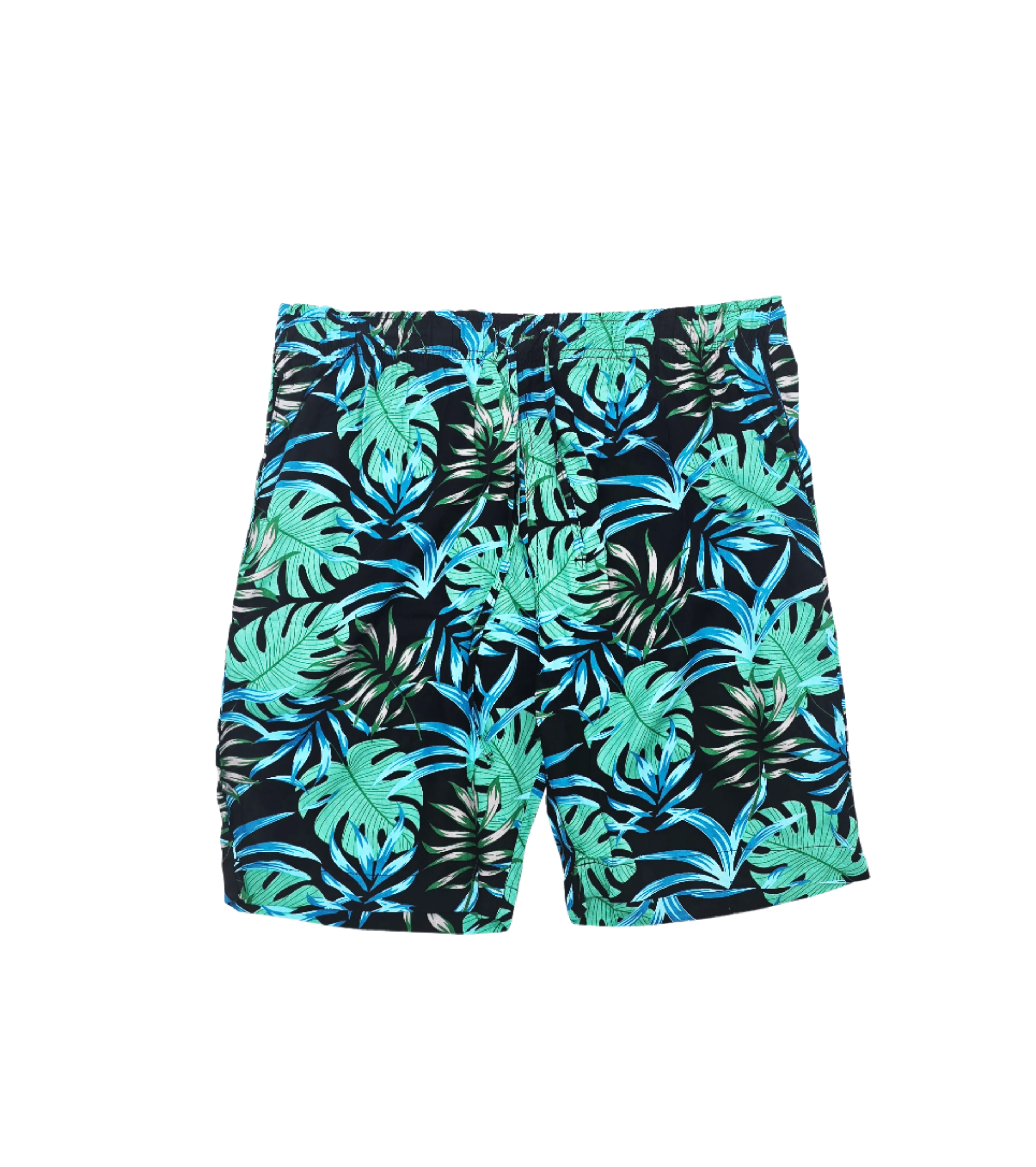 MEN'S COLOR CRAZE 2-PIECE BUTTON UP SHORT SLEEVES SHIRT & SHORTS SET (GREEN/BLUE)