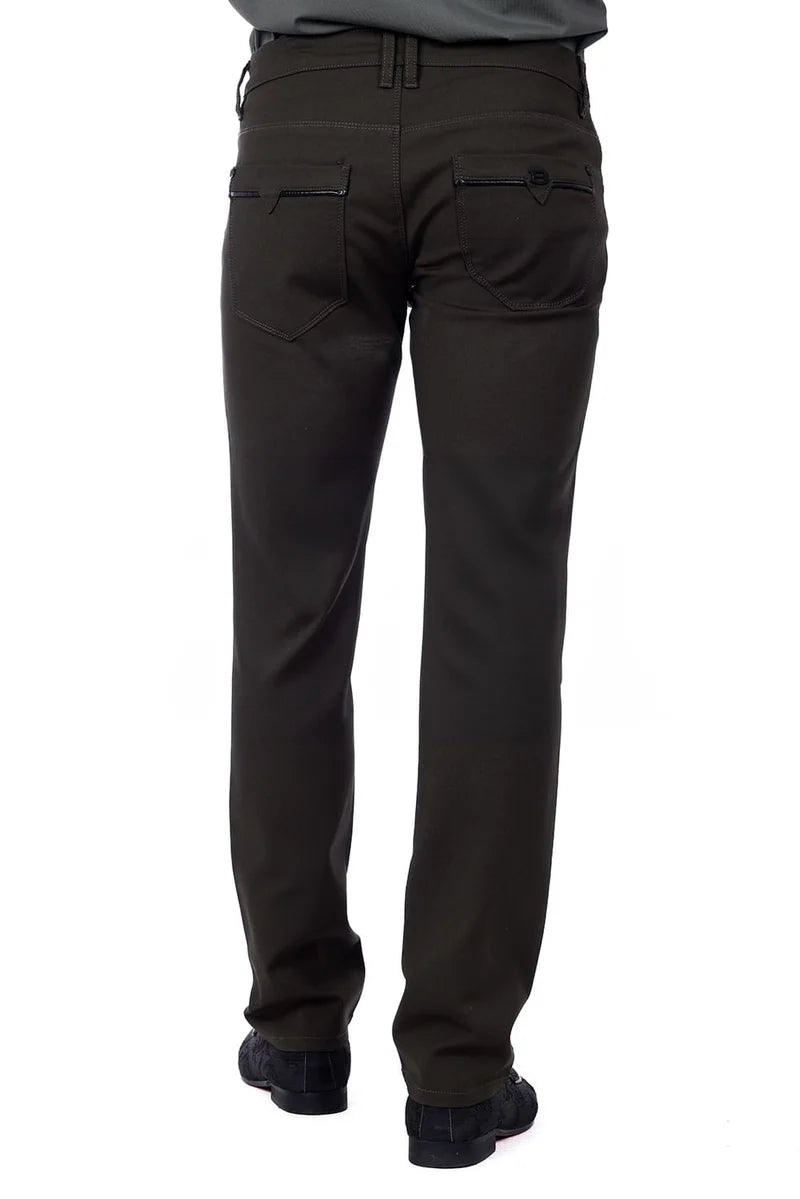 BARABAS MEN'S WHITTLE STYLE SLIM FIT SOLID COLOR PREMIUM BLACK PANTS