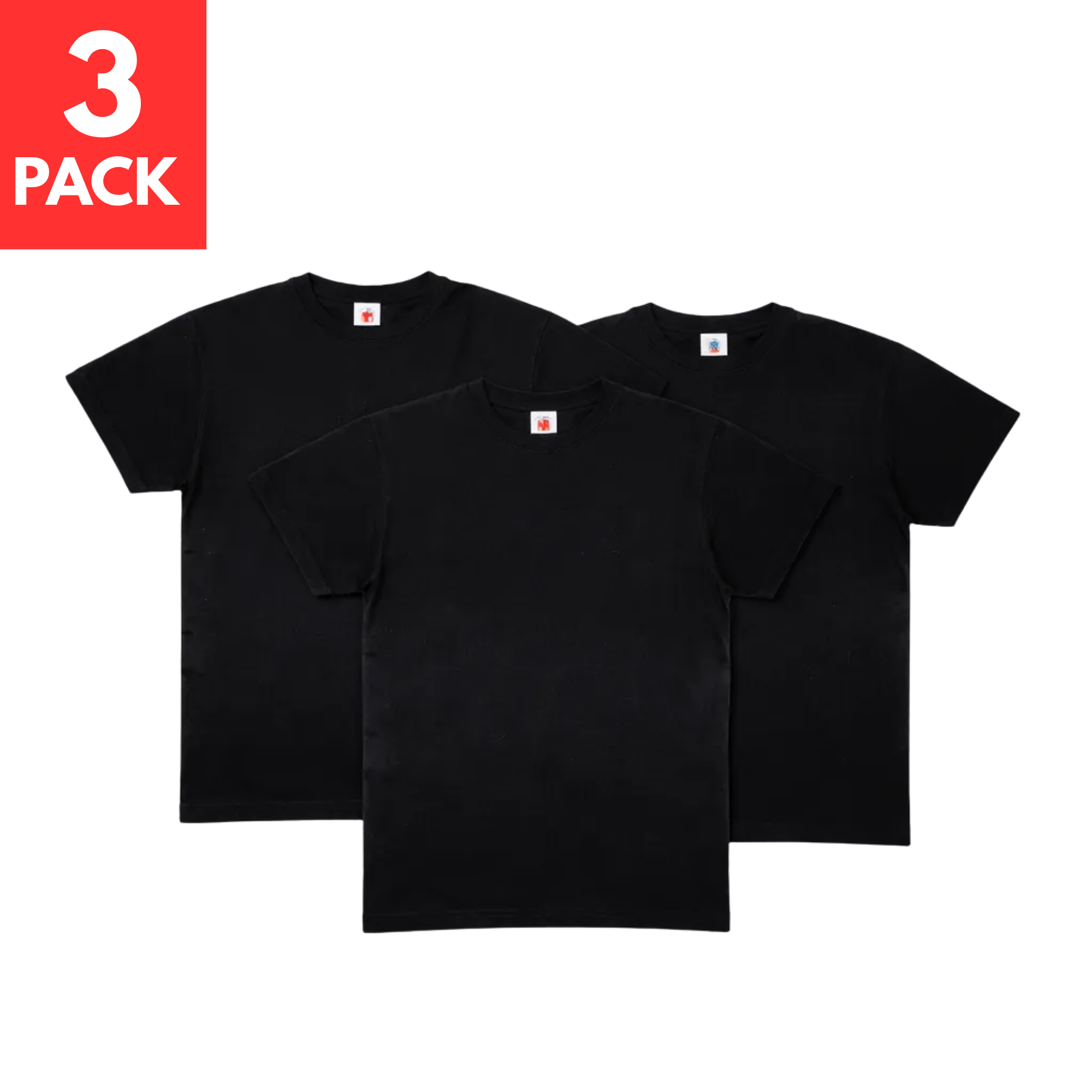 100% COTTON PLAIN CREWNECK BLACK T-SHIRTS (S-2XL 3 PACK) BLACK