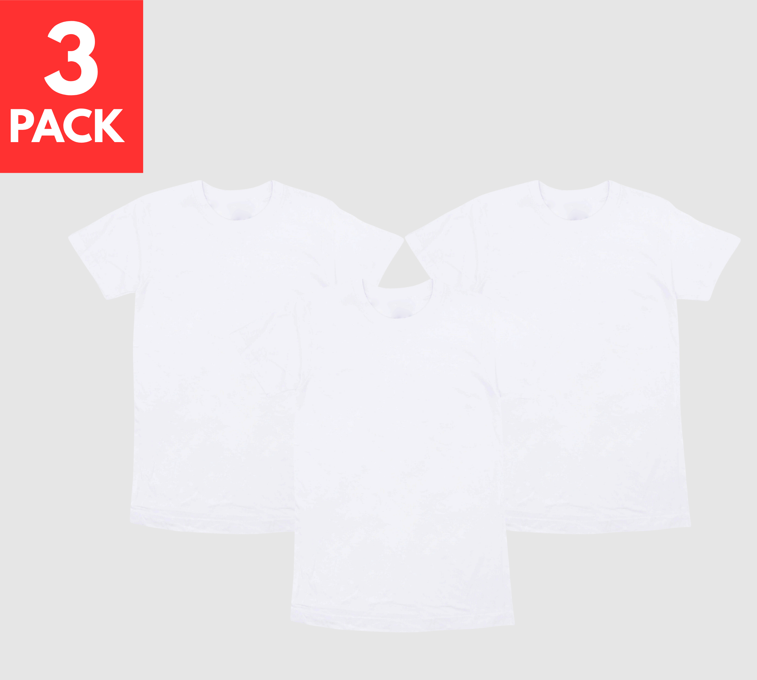100% COTTON PLAIN CREWNECK WHITE T-SHIRTS (S-2XL 3 PACK) (3XL-5XL SINGLE PIECE) WHITE