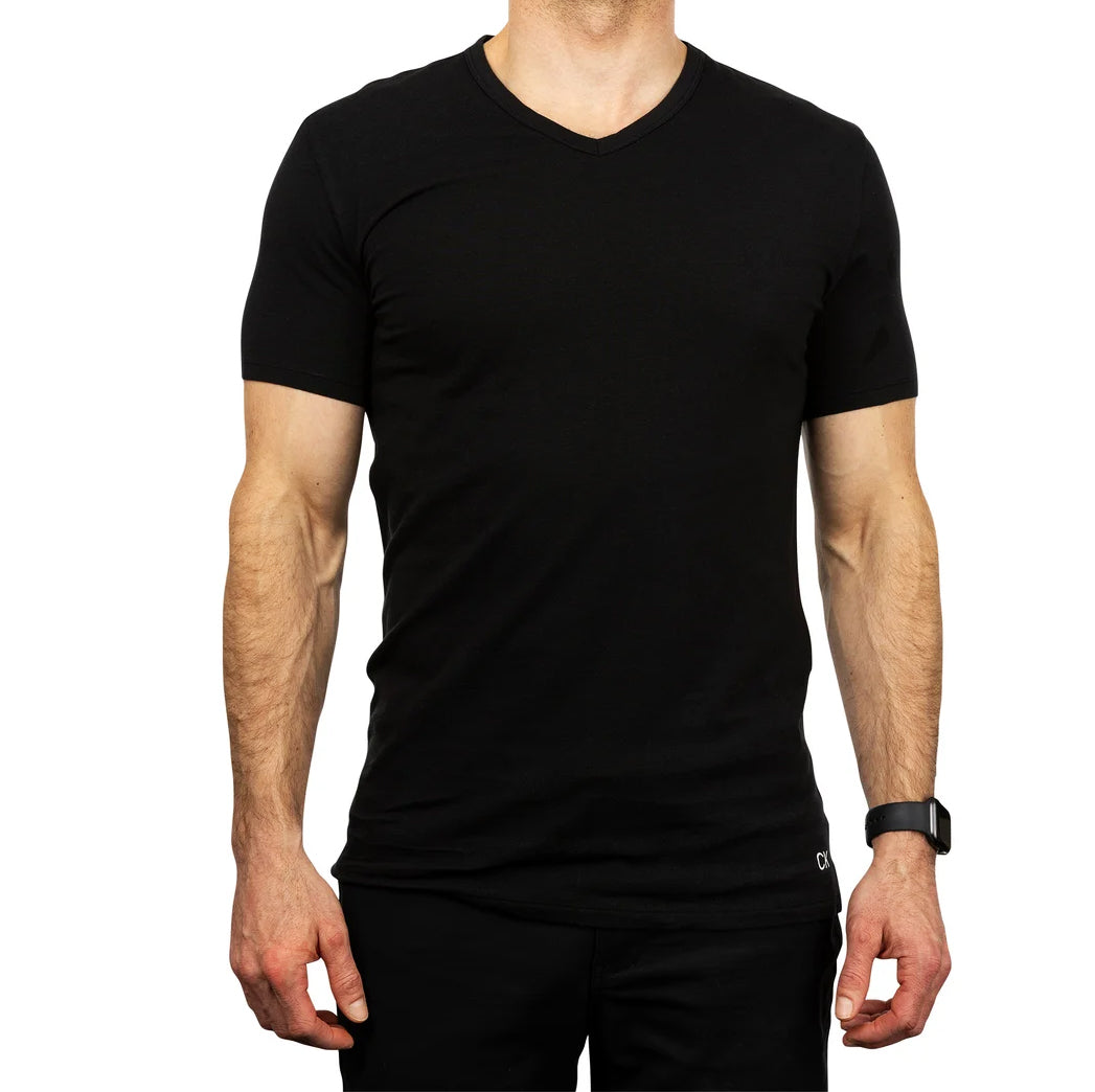 CALVIN KLEIN MEN'S V-NECK 4 T-SHIRTS PACK (BLACK)
