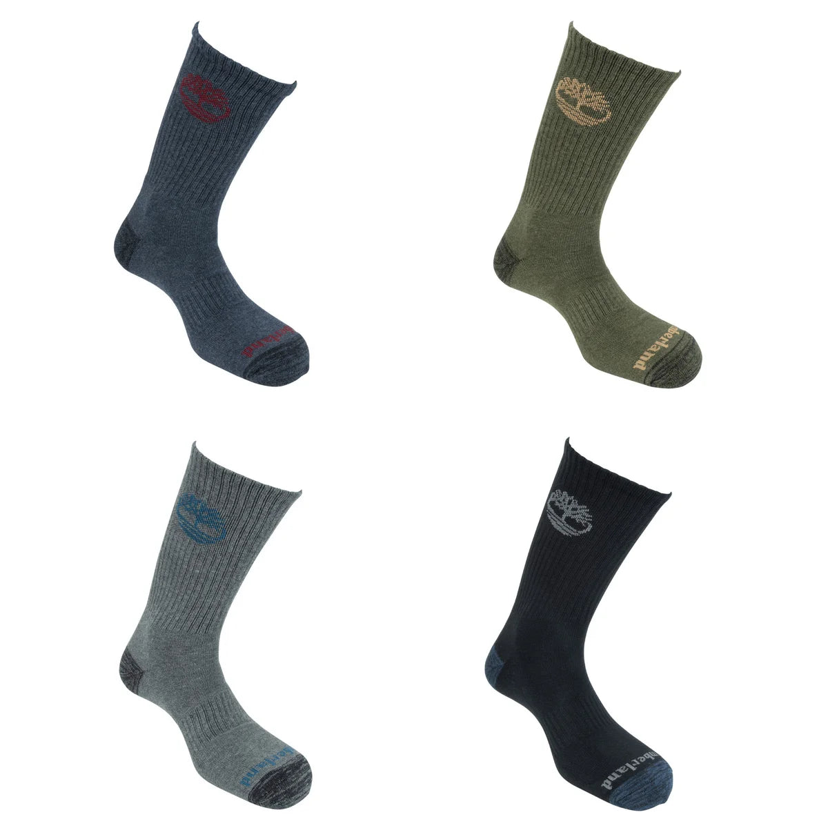 TIMBERLAND MEN'S 8 PAIR MULTI COLOR LONG CREW WORK SOCKS