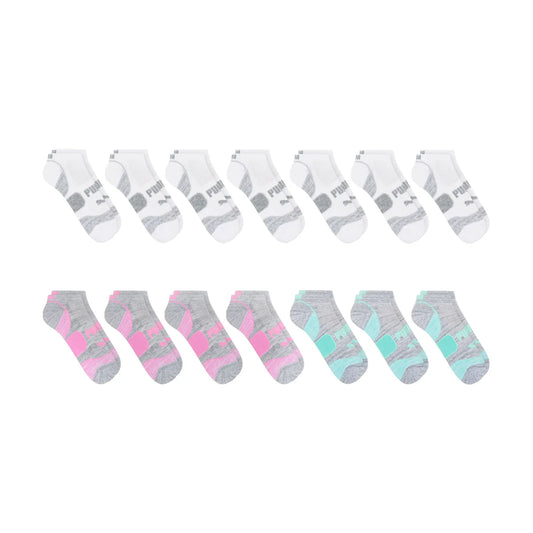 PUMA WOMEN'S REPREVE ATHLETIC 14-PAIRS LOW CUT GREY/WHITE SOCKS