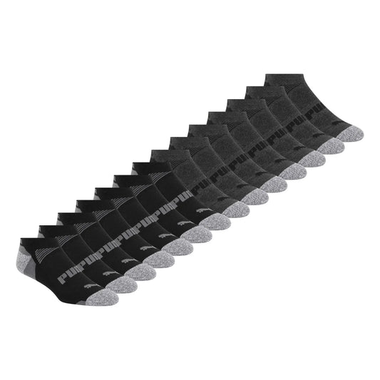 PUMA MEN'S REPREVE ATHLETIC 14-PAIRS BLACK/GREY LOW CUT SOCKS