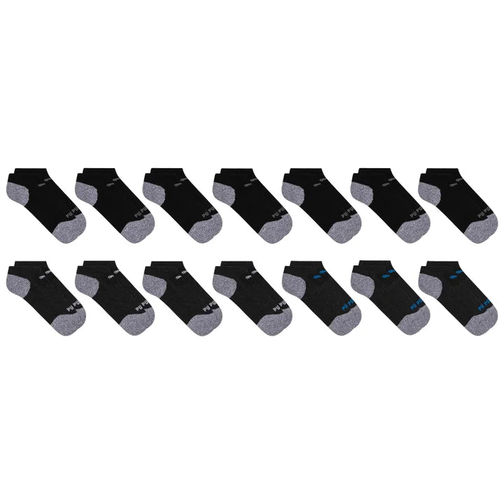 PUMA MEN'S REPREVE ATHLETIC 14-PAIRS BLACK/GREY LOW CUT SOCKS