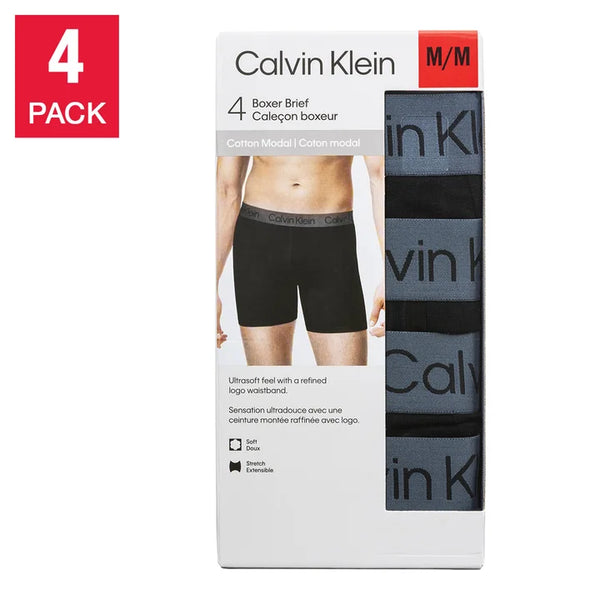 CALVIN KLEIN MEN'S MODAL BOXER BRIEFS (BLACK PACK OF 4)
