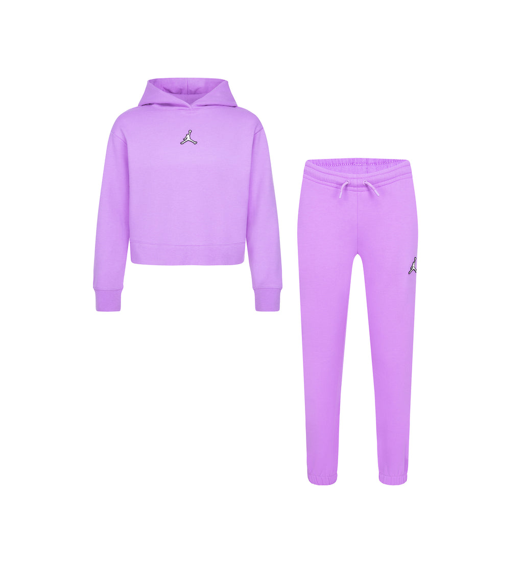 JORDAN YOUTH GIRLS ESSENTIAL PULLOVER HOODIE SET (PURPLE SIZE S-XL)