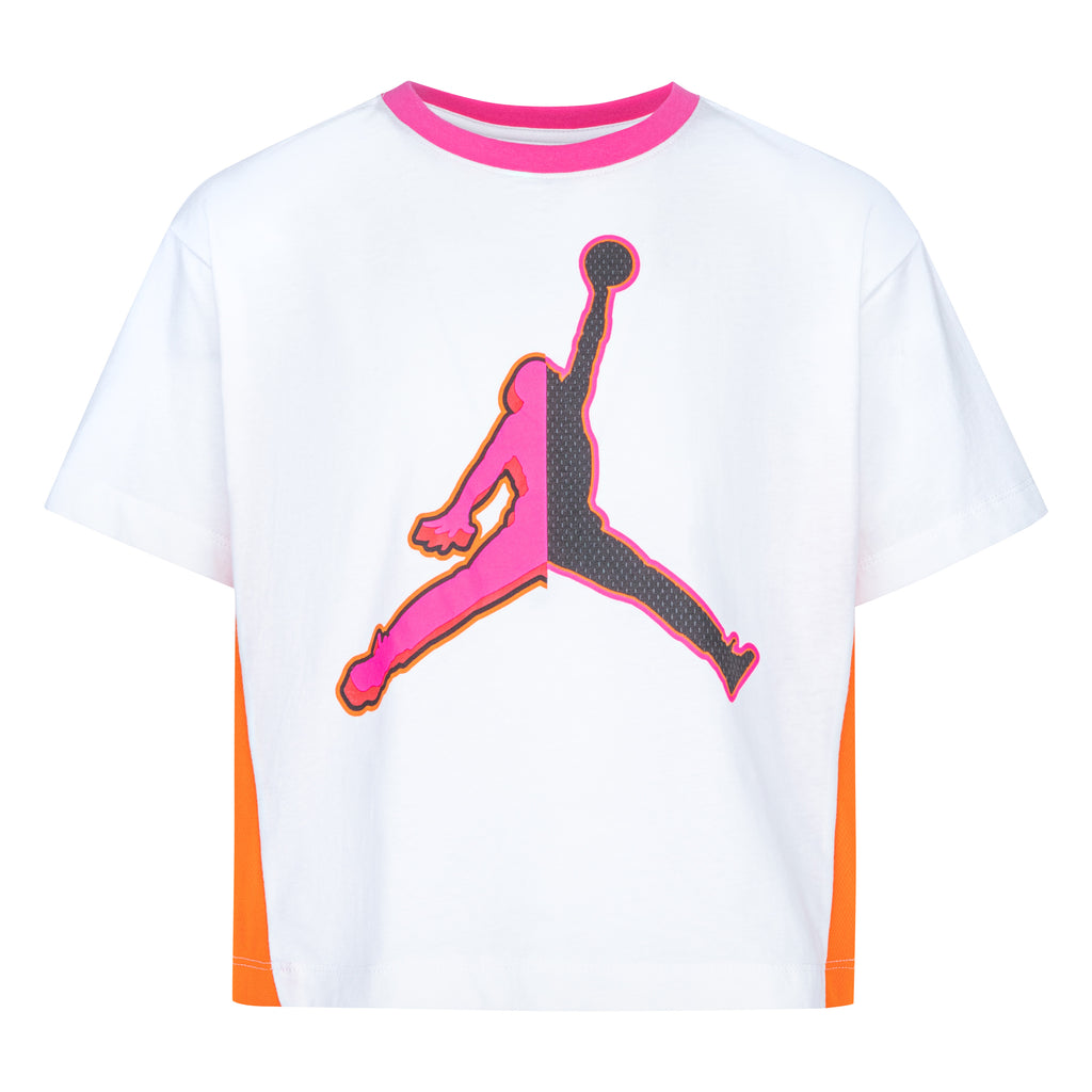 GIRLS' JORDAN JUMPMAN STACKED JERSEY CROP T-SHIRT (WHITE)