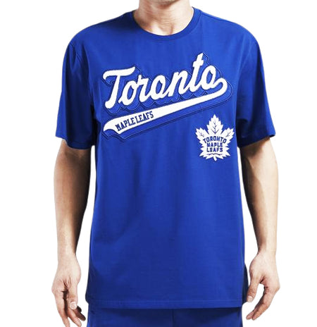 PRO STANDARD NHL TORONTO MAPLE LEAFS SCRIPT TAIL MEN'S DARK BLUE T-SHIRT