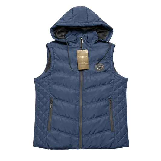 V.I.P. COLLECTION MEN'S FANCY VEST WITH DETACHABLE HOOD (NAVY)