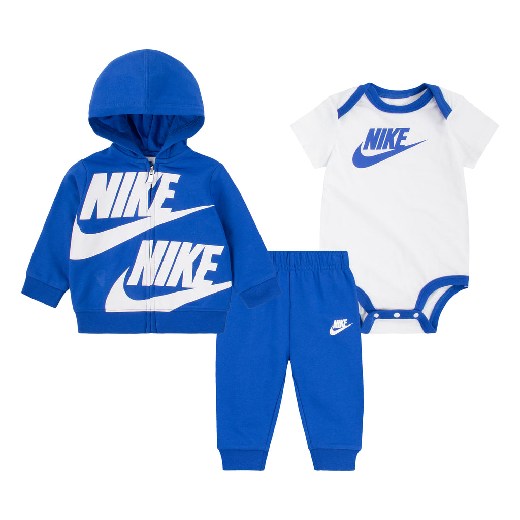 NIKE INFANTS 3-PIECE PANTS SET (BLUE/WHITE SIZE 0-9M)