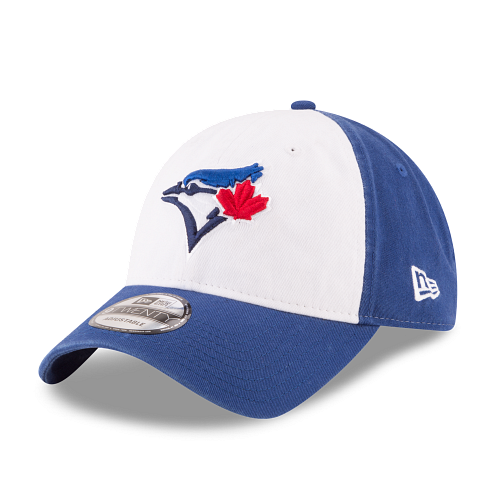MEN'S NEW ERA MLB CORE CLASSIC 2 REP ALT 3 9TWENTY TORONTO BLUE JAYS WHITE & ROYAL BLUE STRAPBACK CAP