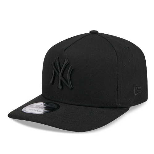 MEN'S NEW ERA MLB 9FIFTY A-FRAME NEW YORK YANKEES ALL BLACK SNAPBACK HAT