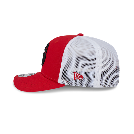 MEN'S NEW ERA NBA TORONTO RAPTORS 9SEVENTY STRETCH-SNAP TRUCKER RED & WHITE SNAPBACK HAT