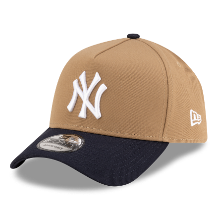 MEN'S NEW ERA MLB 9FORTY CHASE A-FRAME NEW YORK YANKEES KHAKI & NAVY BLUE SNAPBACK HAT