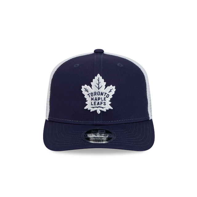 MEN'S NEW ERA NHL TORONTO MAPLE LEAFS 9SEVENTY STRETCH-SNAP TRUCKER NAVY BLUE & WHITE SNAPBACK HAT