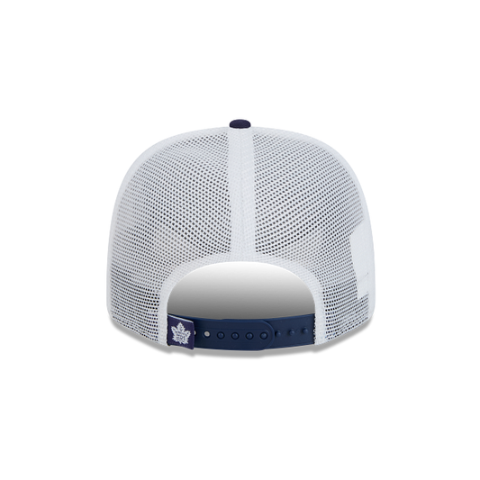 MEN'S NEW ERA NHL TORONTO MAPLE LEAFS 9SEVENTY STRETCH-SNAP TRUCKER NAVY BLUE & WHITE SNAPBACK HAT