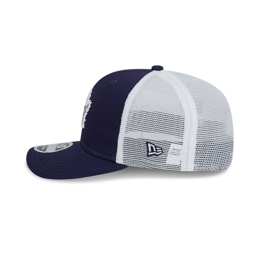 MEN'S NEW ERA NHL TORONTO MAPLE LEAFS 9SEVENTY STRETCH-SNAP TRUCKER NAVY BLUE & WHITE SNAPBACK HAT