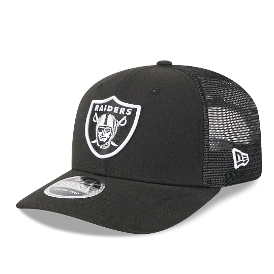 MEN'S NEW ERA NFL LAS VEGAS RAIDERS 9SEVENTY STRETCH-SNAP TRUCKER BLACK SNAPBACK HAT