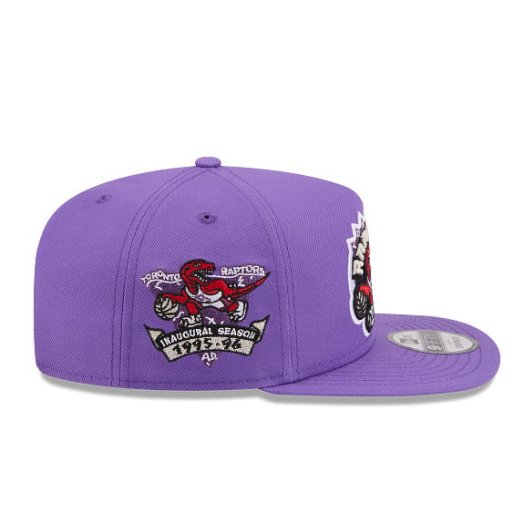 MEN'S NEW ERA NBA 9FIFTY A-FRAME 1995-96 INAUGURAL SEASON TORONTO RAPTORS DINO LOGO PURPLE SNAPBACK HAT