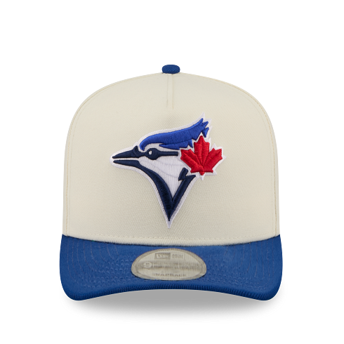 MEN'S NEW ERA MLB 9FIFTY A-FRAME REAR FIT TORONTO BLUE JAYS CREAM WHITE & ROYAL BLUE SNAPBACK HAT