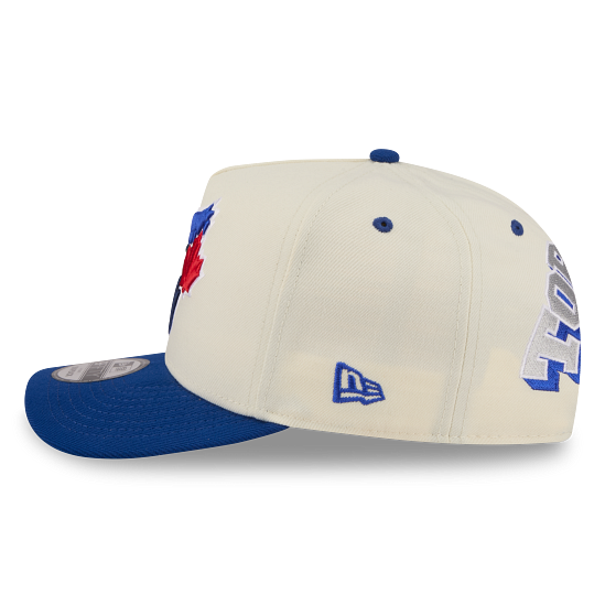MEN'S NEW ERA MLB 9FIFTY A-FRAME REAR FIT TORONTO BLUE JAYS CREAM WHITE & ROYAL BLUE SNAPBACK HAT