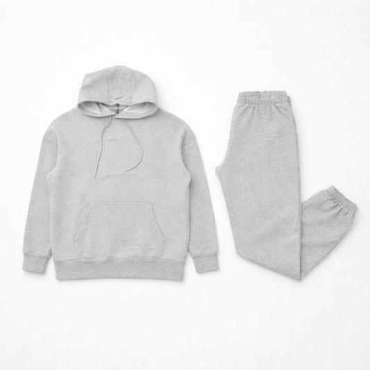 WOMEN LAZY PANTS OVERSIZED FLEECE TRACKSET (GREY)