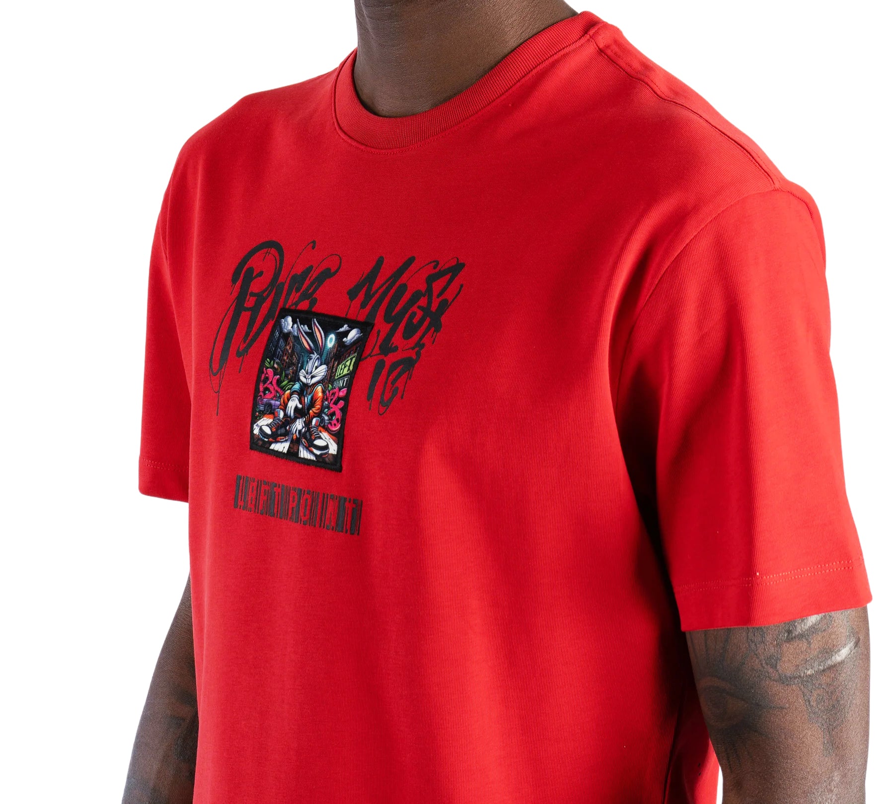 LEFT POINT MEN'S RHINESTONE DESIGN WE BELIEVE THE FUTURE T-SHIRT (RED)