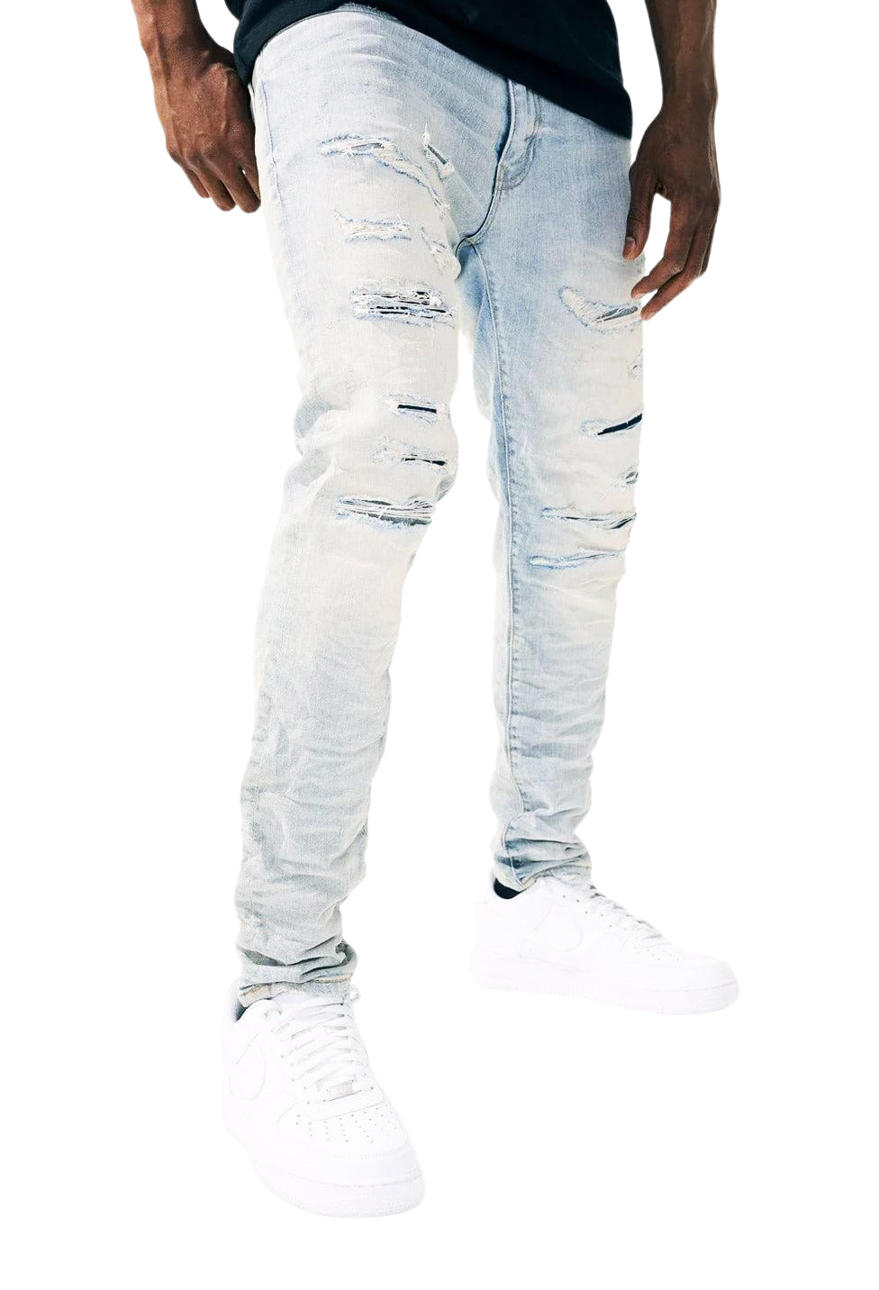 JORDAN CRAIG MEN'S HIGH POINT RIPPED DENIM JEANS (LAGER)