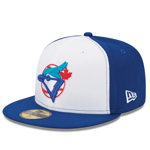 MEN'S NEW ERA MLB 59FIFTY CLASSIC TORONTO BLUE JAYS WHITE & ROYAL BLUE FITTED HAT