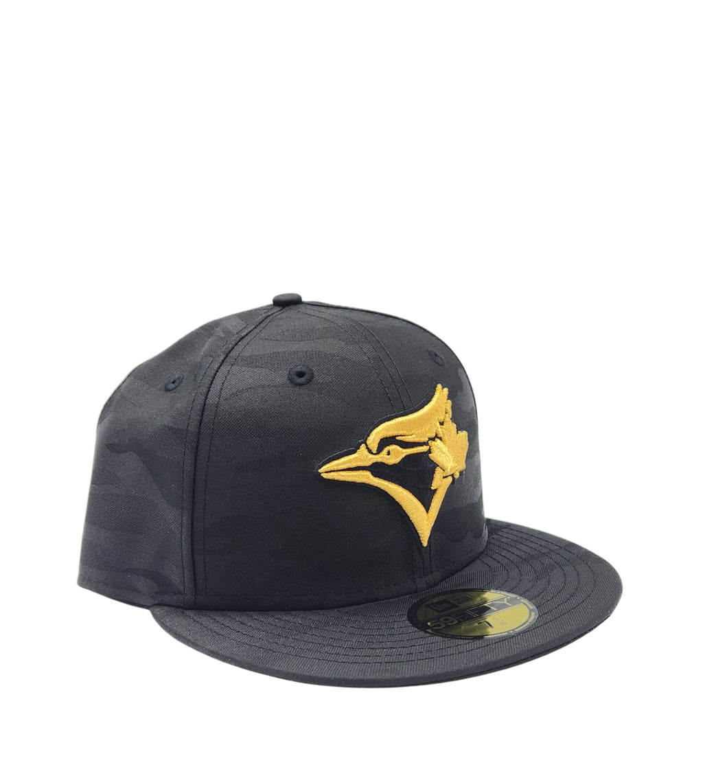 NEW ERA 9FIFTY TORONTO BLUE JAYS BLACK CAMO WITH GOLD LOGO FITTED HAT