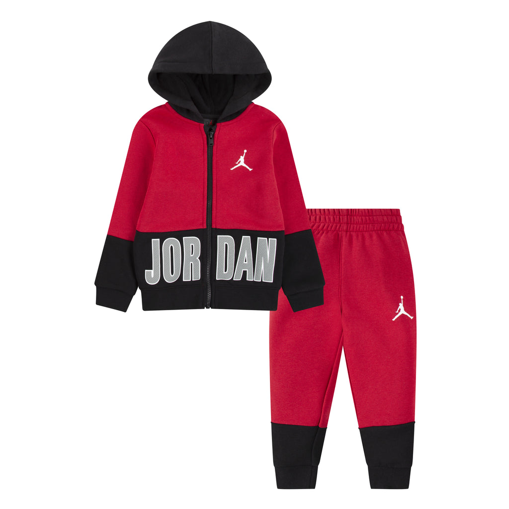 JORDAN TODDLER BOYS' BASELINE FULL-ZIP HOODIE SET (RED)