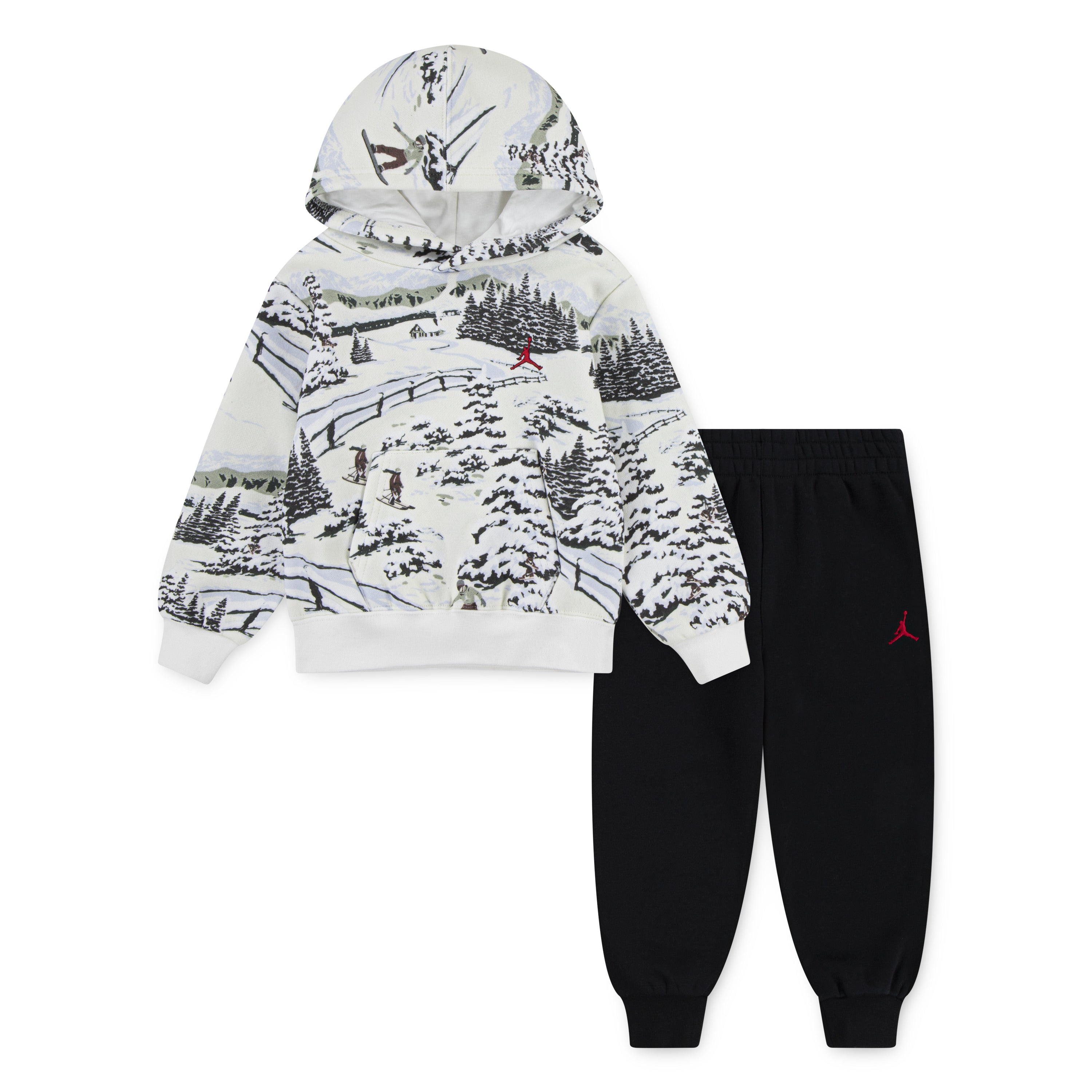 JORDAN TODDLER BOYS' 2-PIECE HOLIDAY WHITE HOODIE & BLACK JOGGER SET (SIZE 2T-4T)
