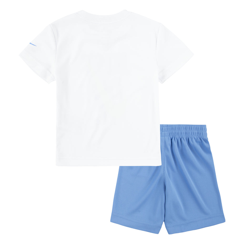 NIKE TODDLERS' DRI-FIT T-SHIRT & SHORTS SET (WHITE/BLUE SIZE 2T-4T)