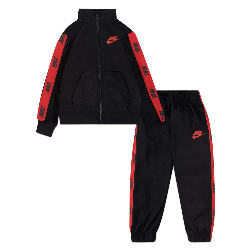 NIKE TODDLER TRICOT TRACK JACKET AND PANTS SET (BLACK/RED SIZE 2T-4T)